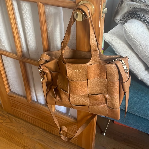 Lia Numa Bags Lia Numa Woven Brown Leather Tote Poshmark